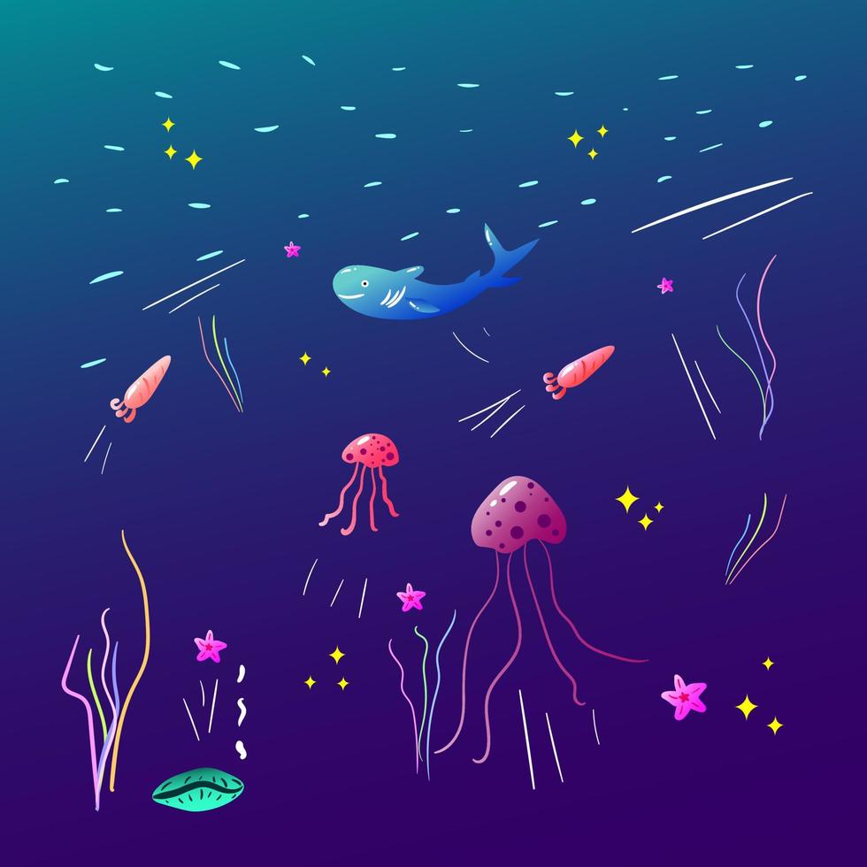 Vector illustration of underwater life