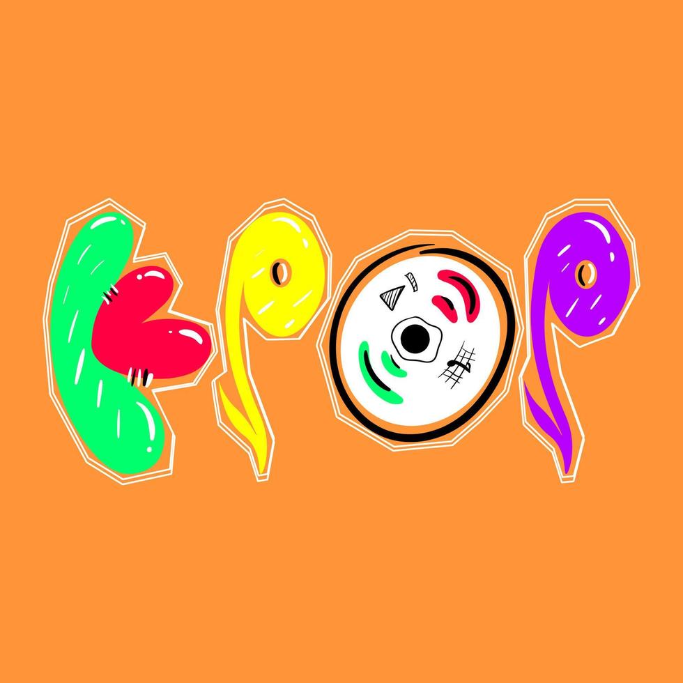 diseño de vector de logotipo kpop único y colorido