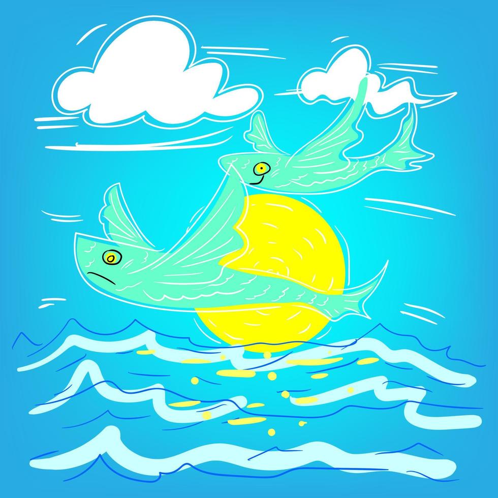 Flying fish vector illustration