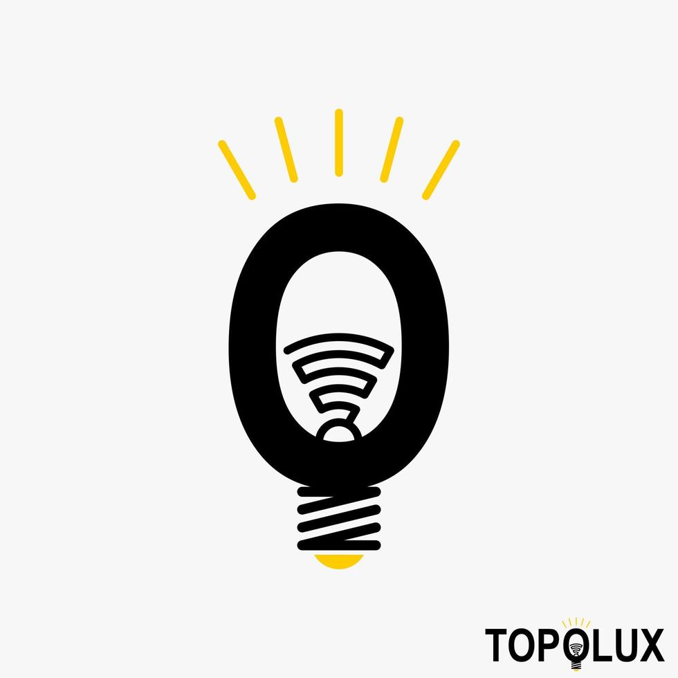 bombilla de luz simple y única como letra o palabra o imagen de fuente icono gráfico diseño de logotipo concepto abstracto vector stock. se puede utilizar como símbolo relacionado con el interior o la iluminación