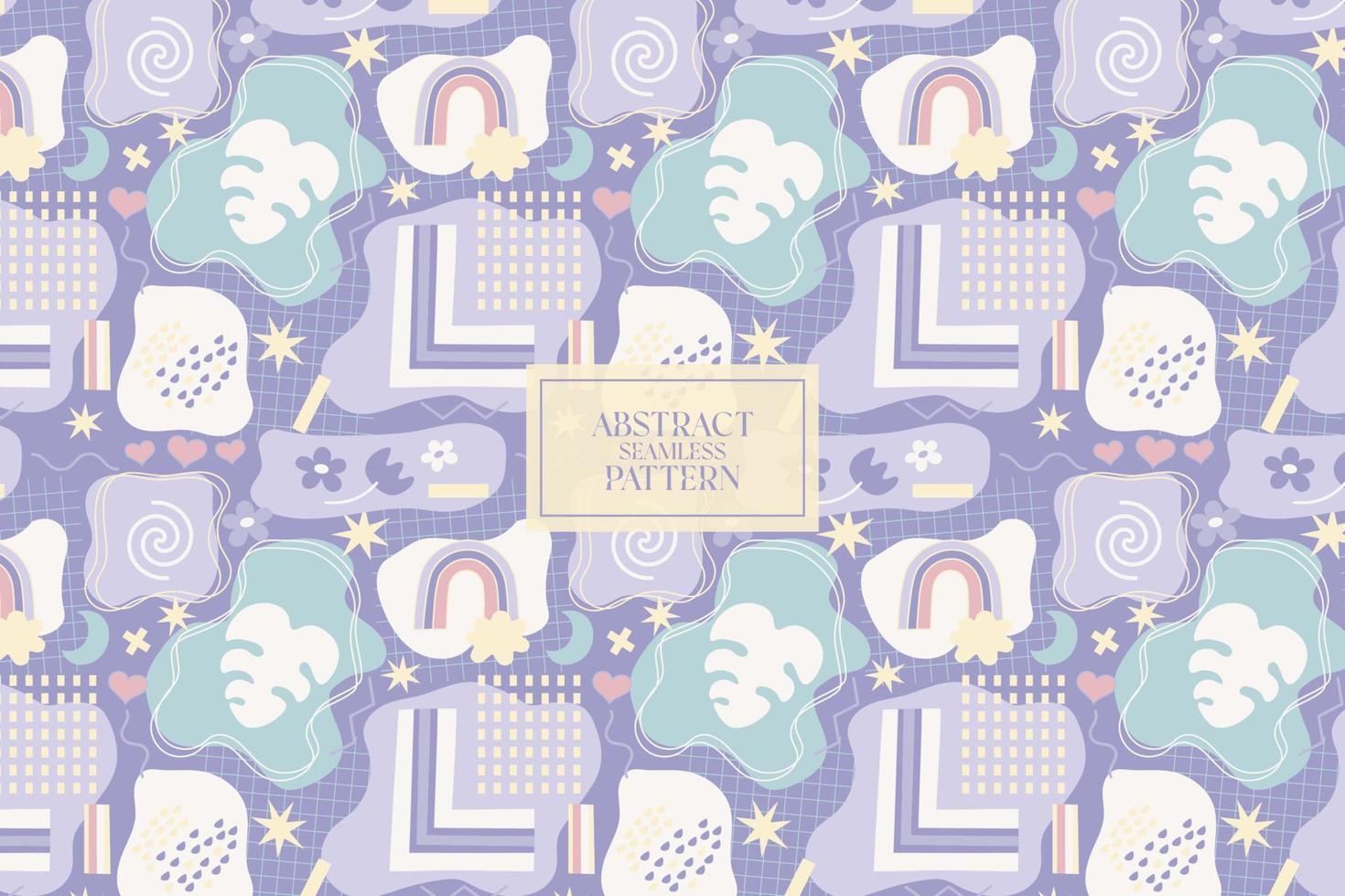 Geometric abstract cute shapes soft pastel blue and white seamless repeat vector pattern