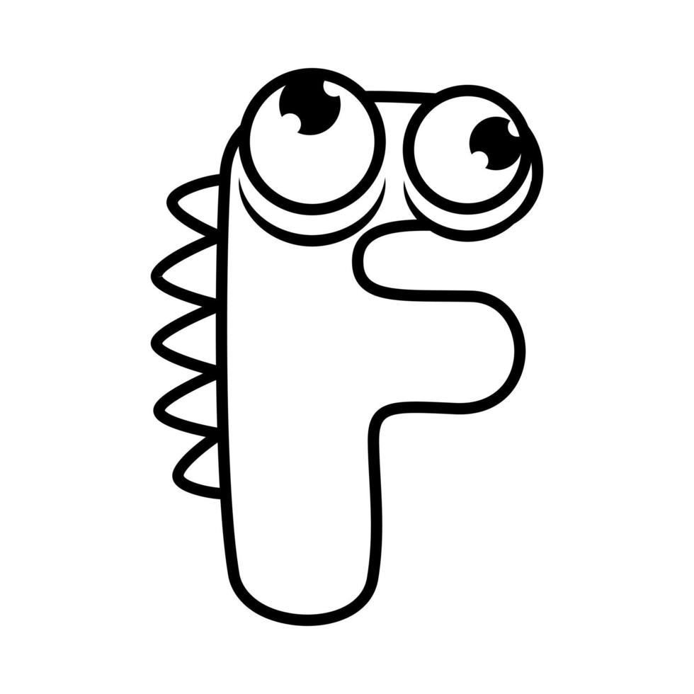 Monster alphabet coloring page book. Coloring page english alphabet for children with funny and sad monsters. Funny alphabet of cartoon characters vector font letters of comic monster creature faces