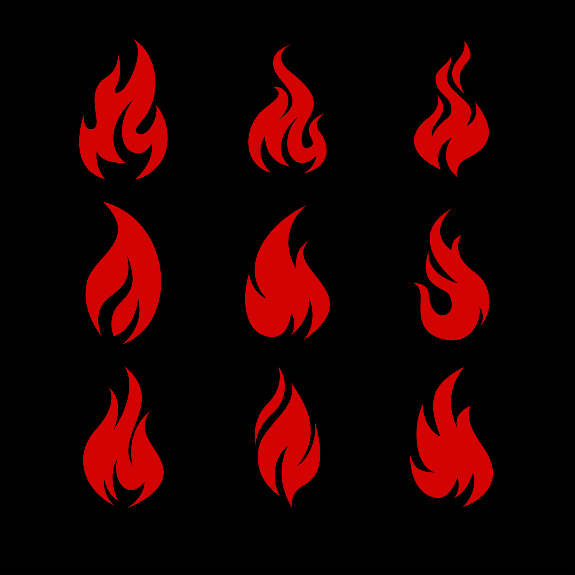 set vector icon logo symbol of fire flame with yellow outline style