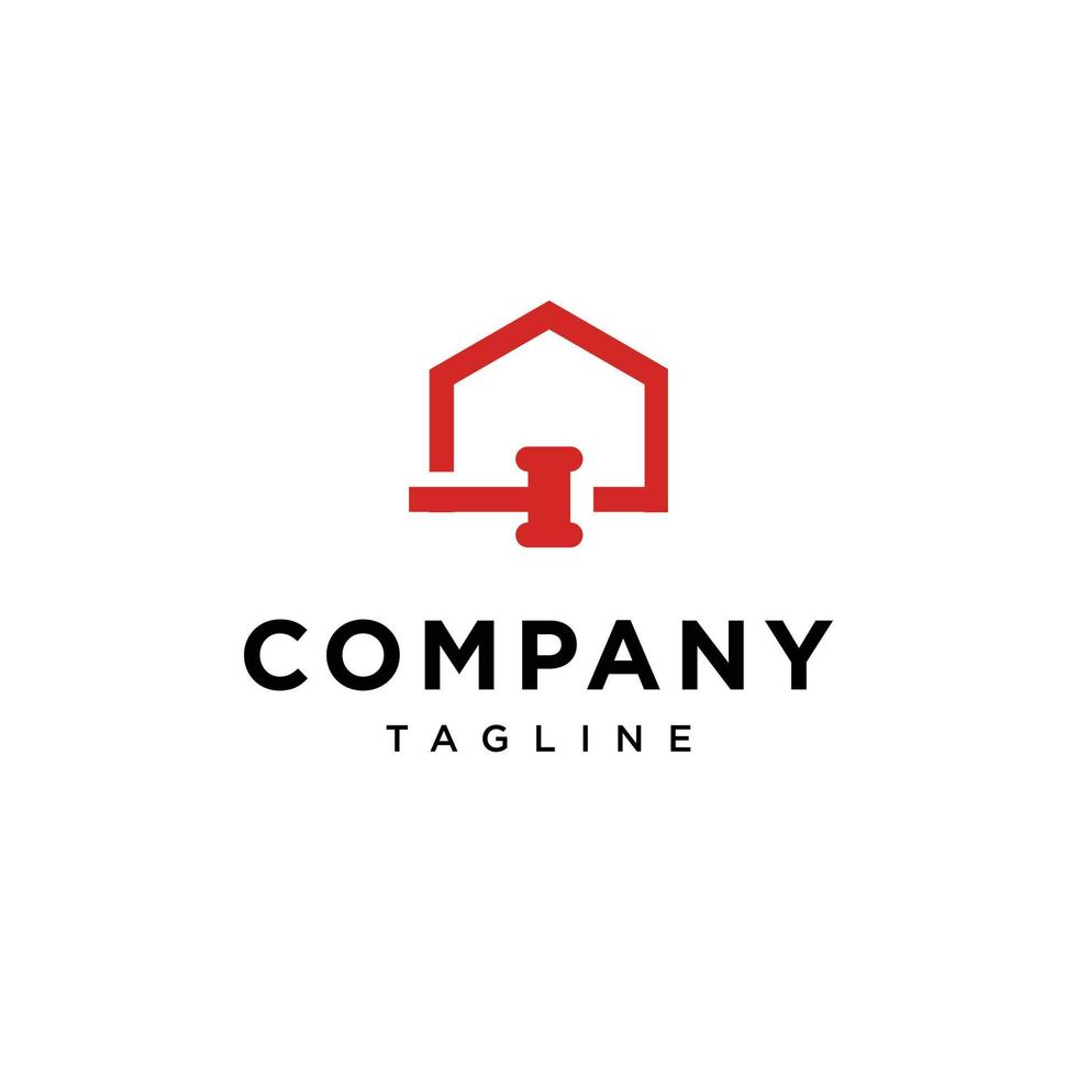 House and hammer of justice logo icon vector template