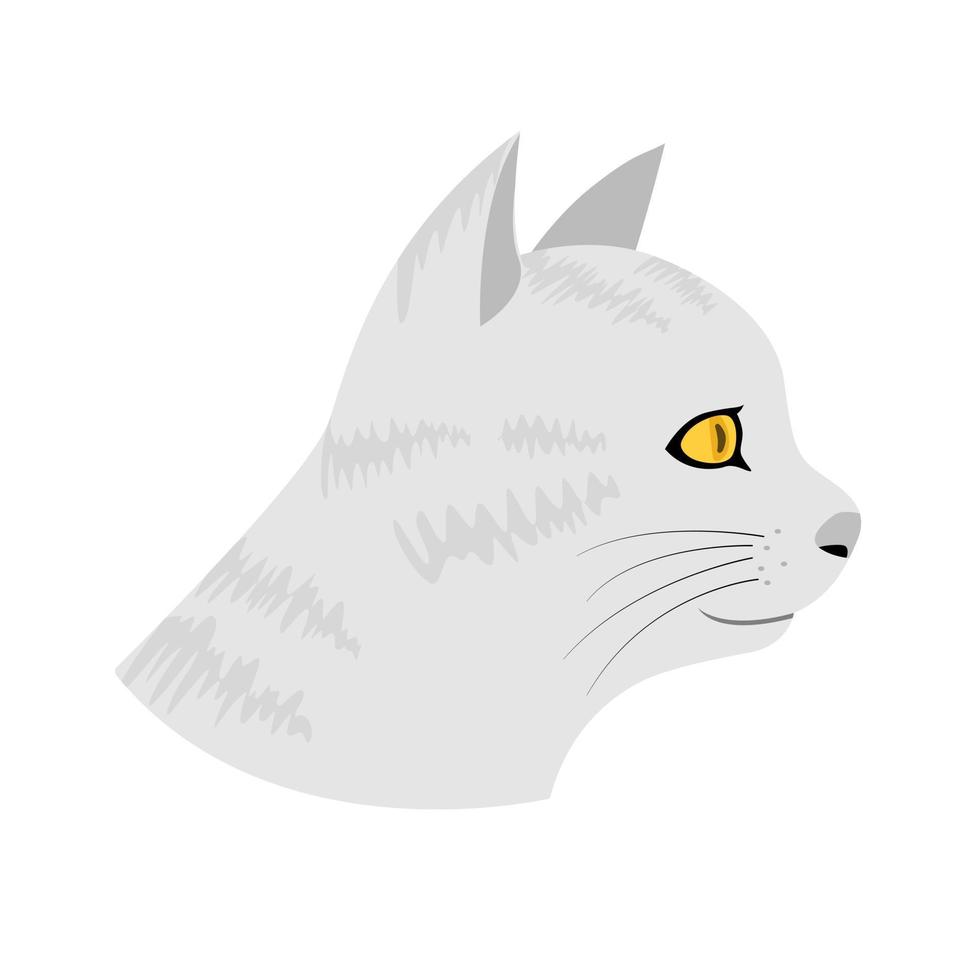 Isolated of side face's cat on flat vector. vector