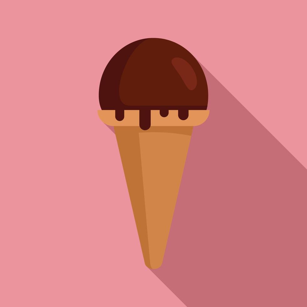 Chocolate ball ice cream icon, flat style vector
