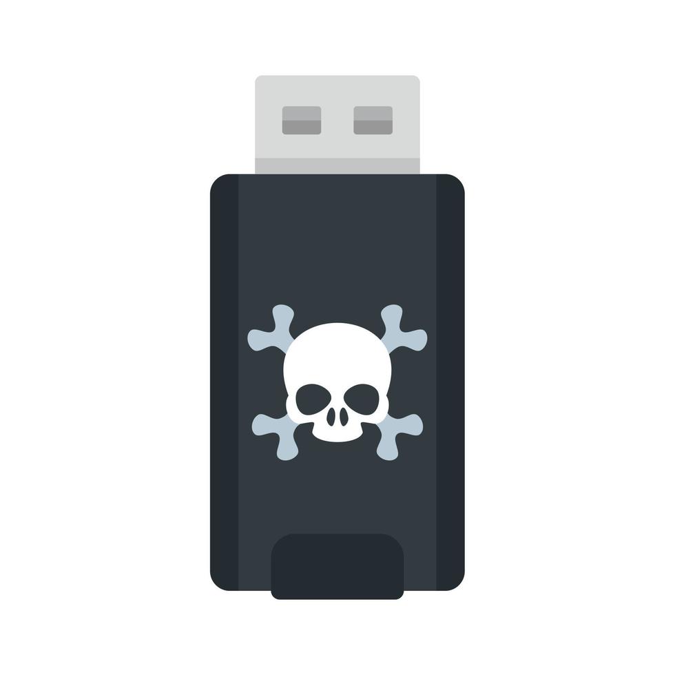 icono de flash usb de virus, estilo plano vector