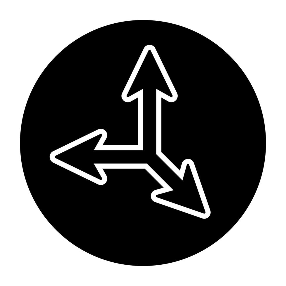 Solid design icon of triple direction arrows vector