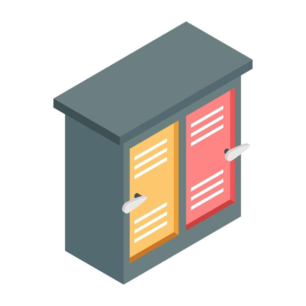 An icon of bookshelf in isometric isometric design available for instant download vector