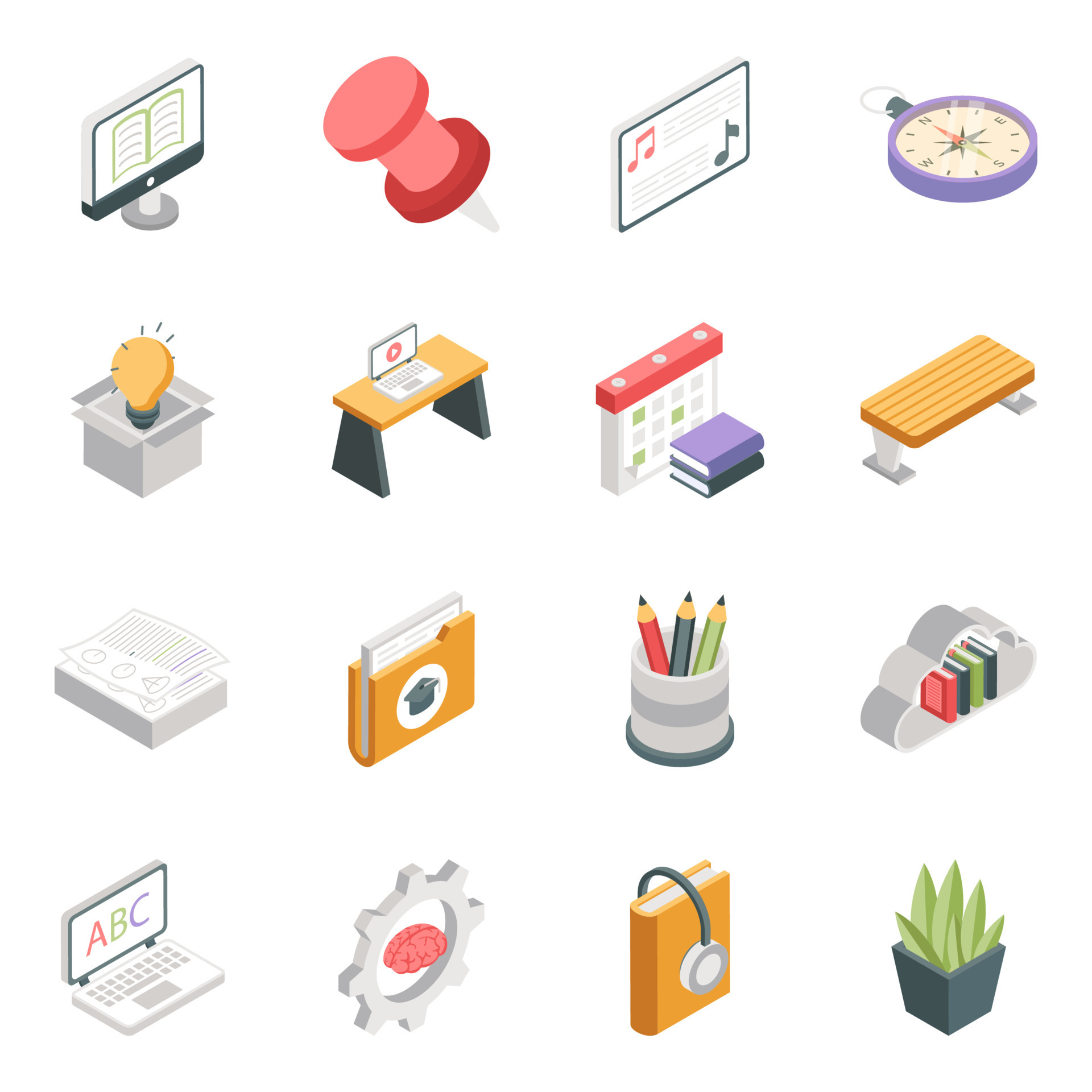 Pack of Education Technology Isometric Icons 14478422 Vector Art at ...