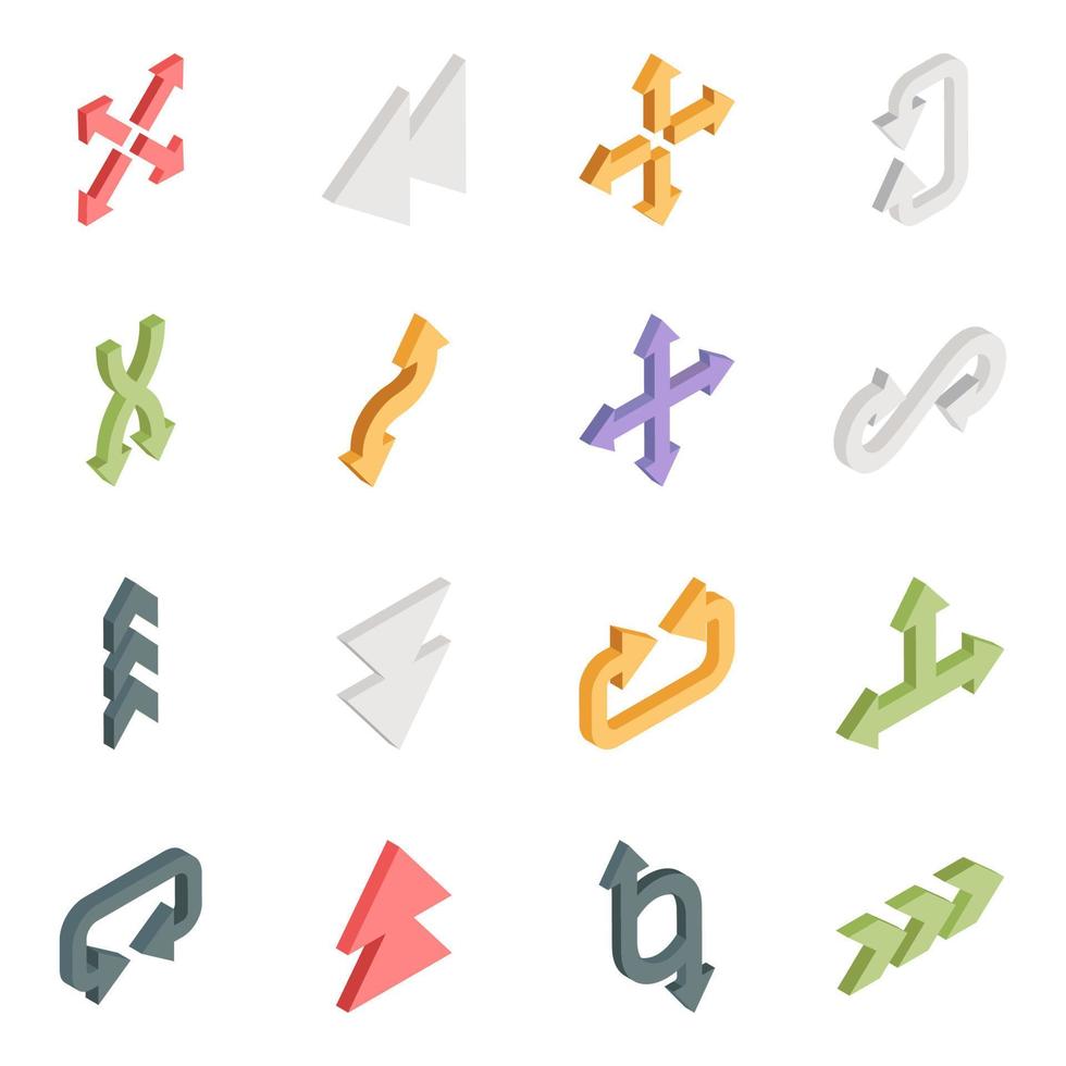 Pack of Arrows Isometric Icons vector