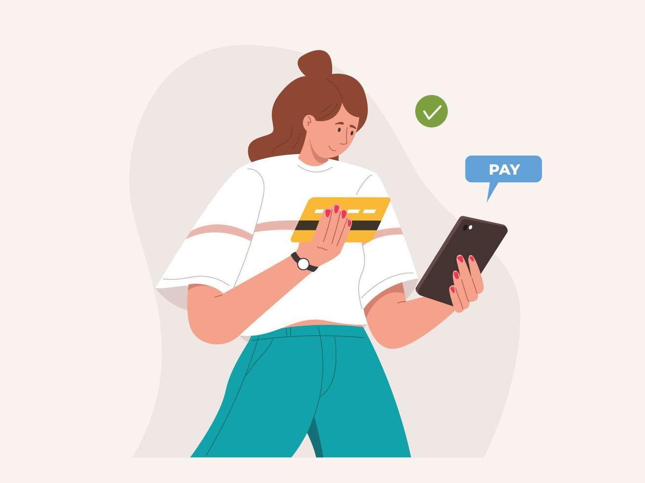 Concept of receipt, online payment, money transfer, mobile wallet vector