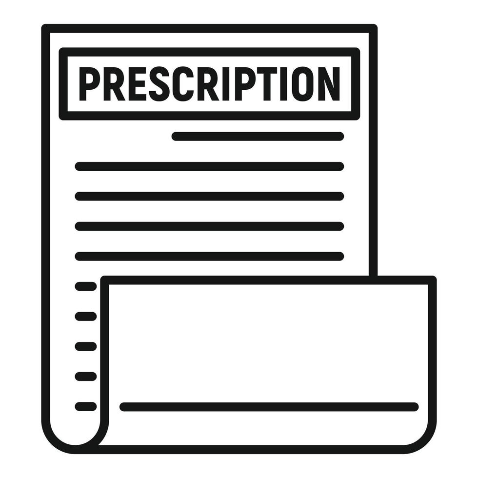 Medical prescription icon, outline style vector