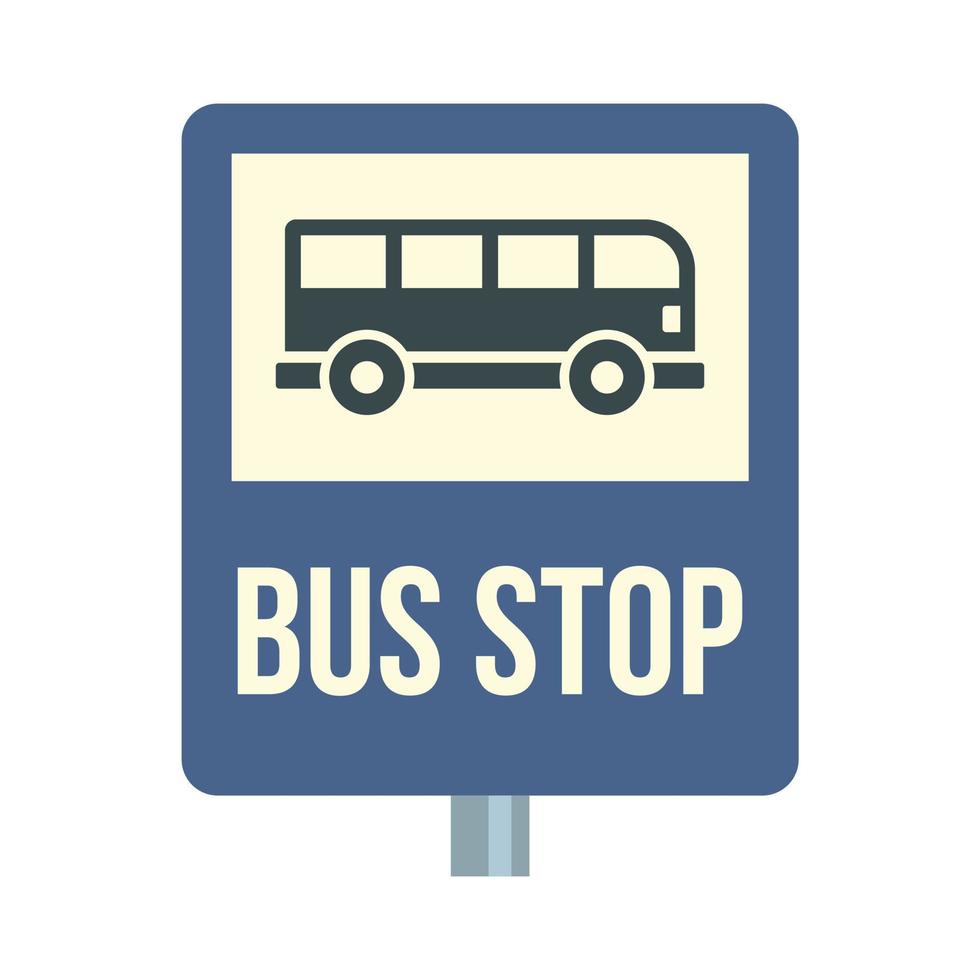 Bus stop traffic sign icon, flat style vector