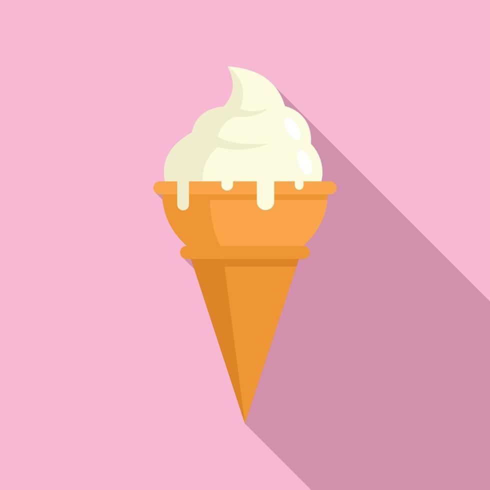 icono de helado de vainilla, estilo plano vector