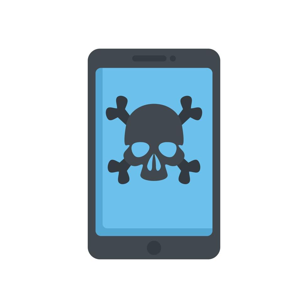 Hacked smartphone icon, flat style vector