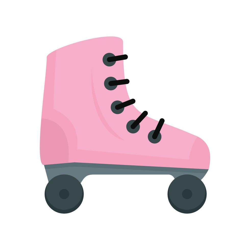 Pink roller skates icon, flat style vector