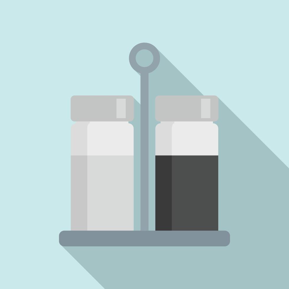 Salt pepper container stand icon, flat style vector