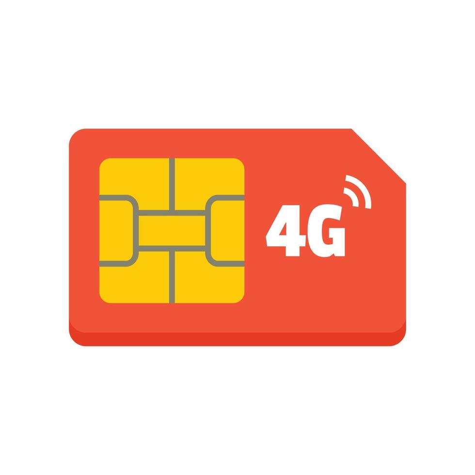 4g sim card icon, flat style vector