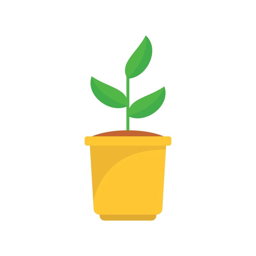 Grow plant pot icon, flat style vector