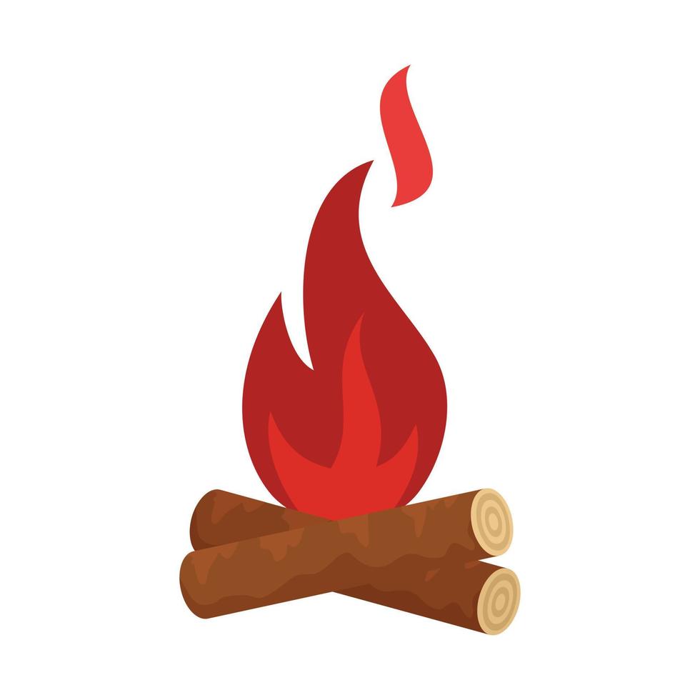 icono de fuego de campamento de la edad de piedra, estilo plano vector