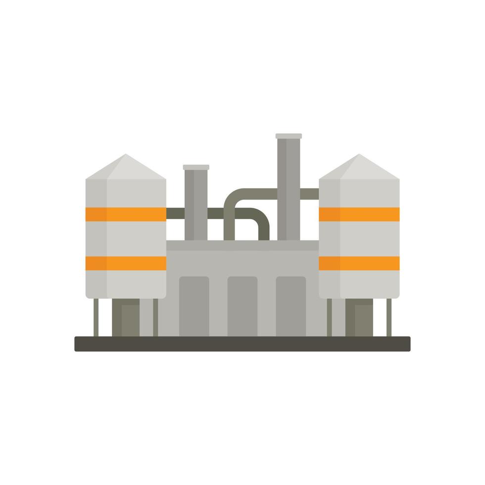 icono de planta de refinería, estilo plano vector