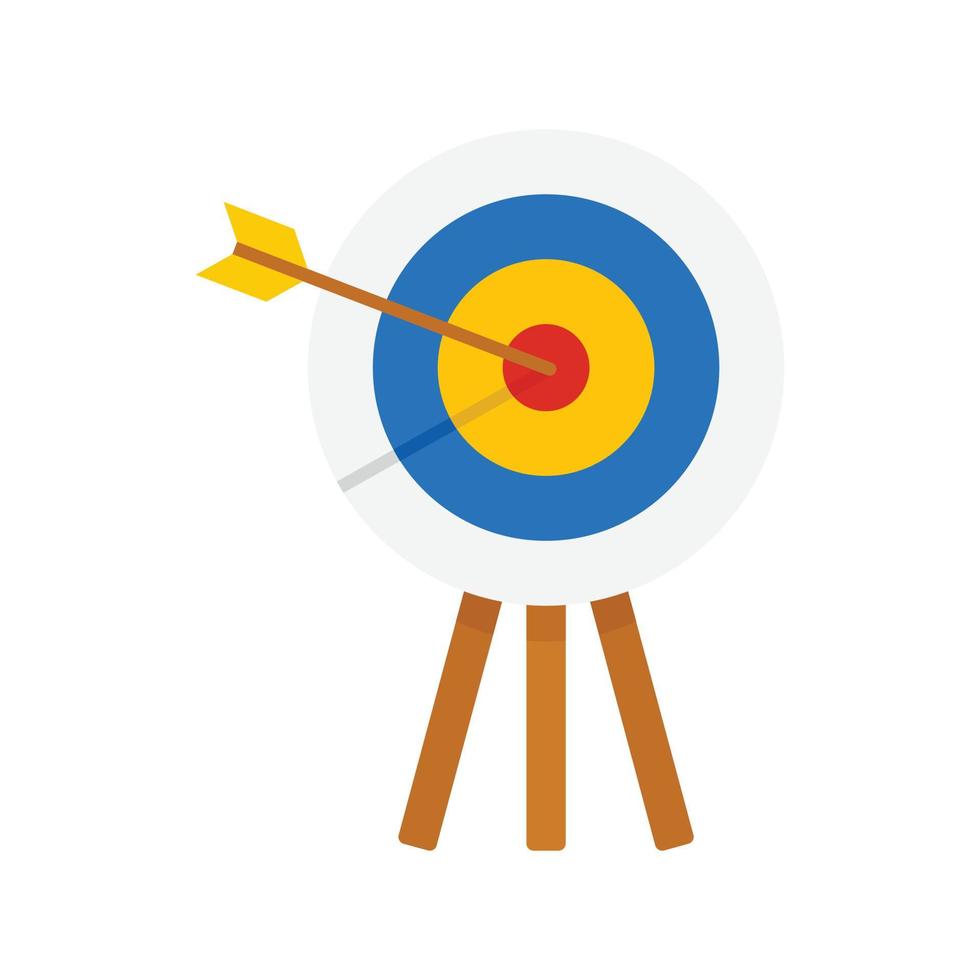 Archery wood target icon, flat style vector