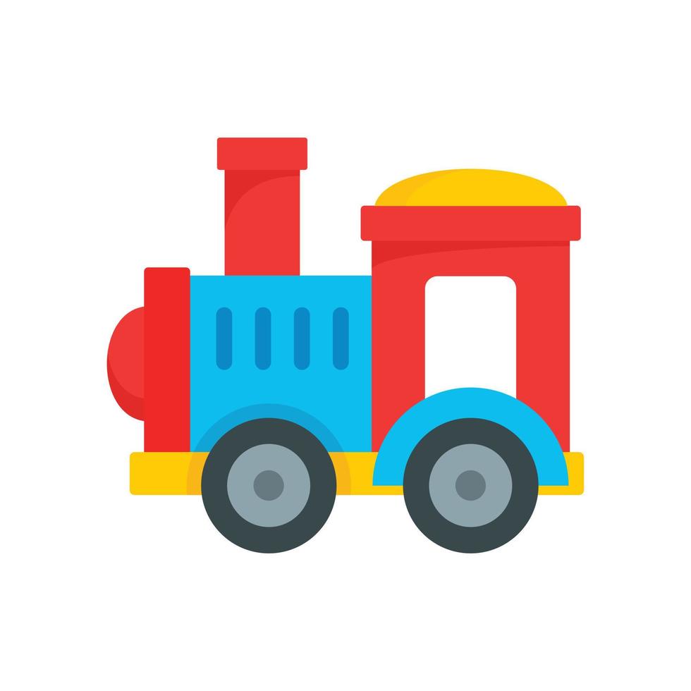 Toy train icon, flat style vector