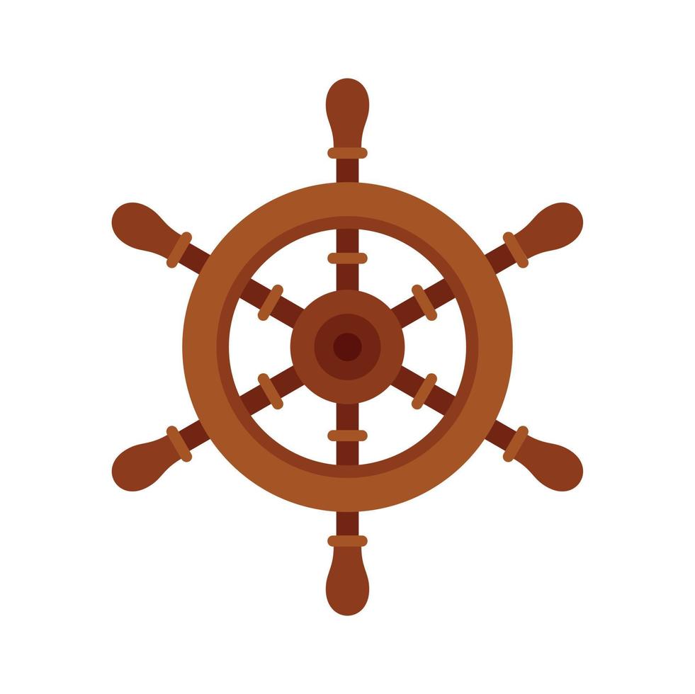 Ship steering wheel icon, flat style vector