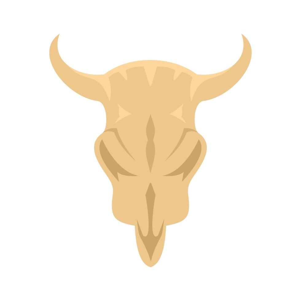 Stone age cow skull icon, flat style vector