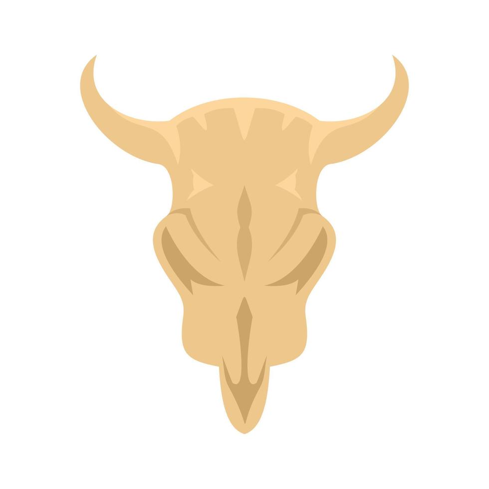 icono de cráneo de vaca de la edad de piedra, estilo plano vector