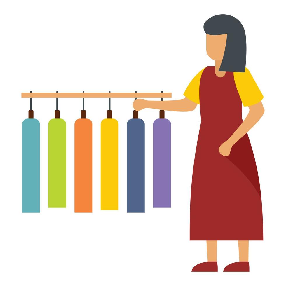 Woman sell tshirt hanger icon, flat style vector