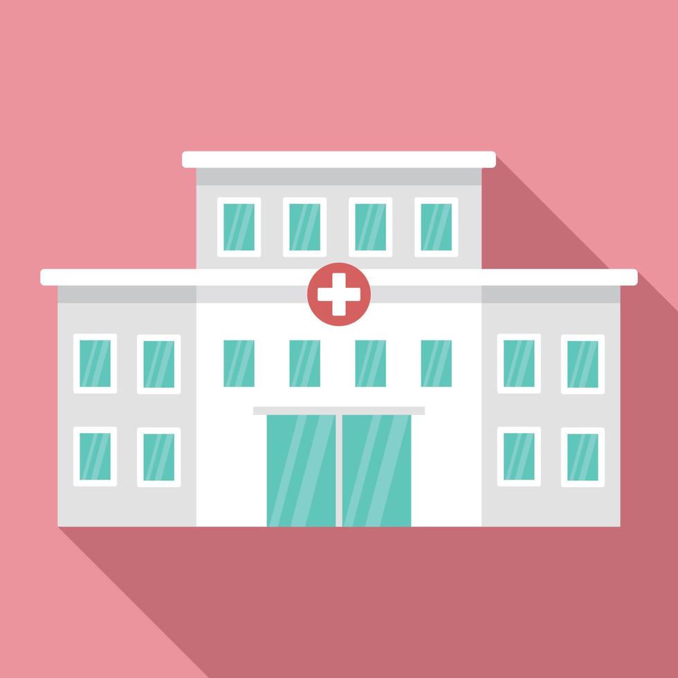 Hospital building icon, flat style vector