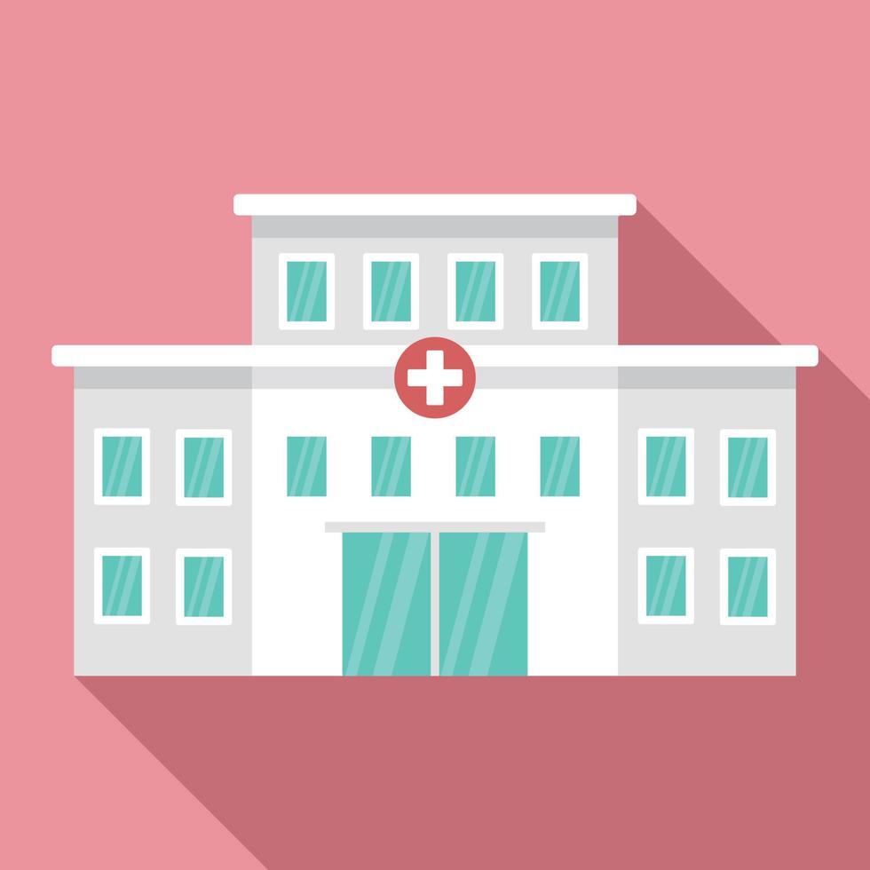 icono del edificio del hospital, estilo plano vector