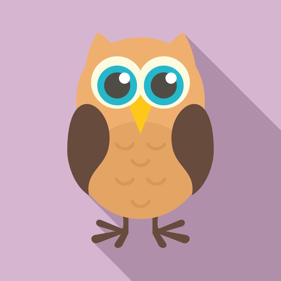 Funny owl icon, flat style vector