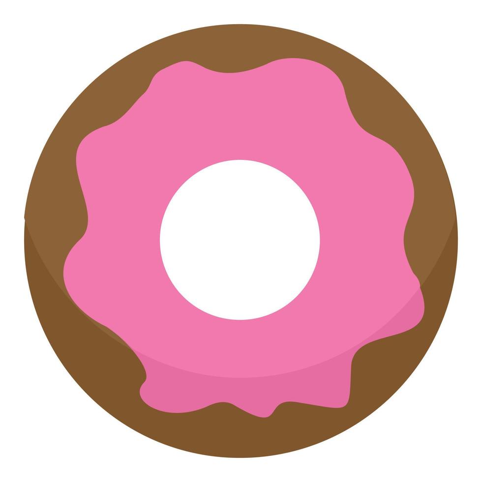 Pink donut icon, flat style vector