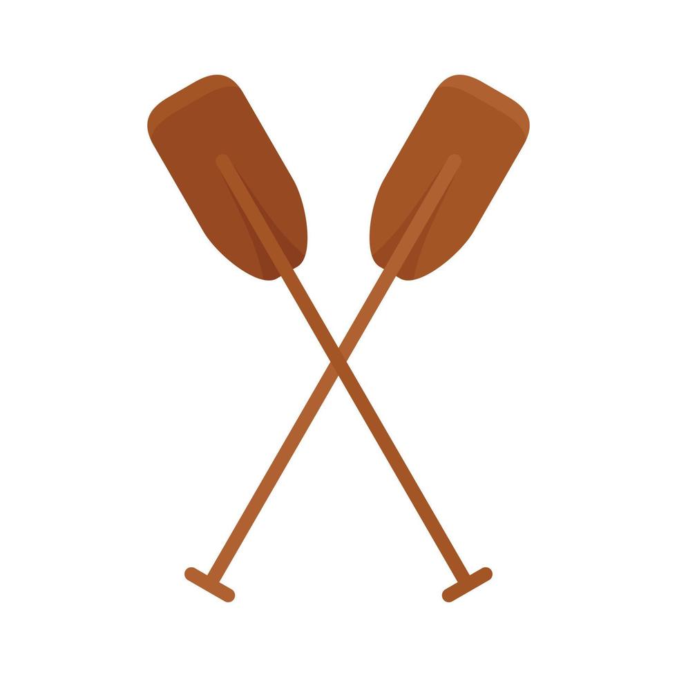 Wood crossed paddle icon, flat style vector