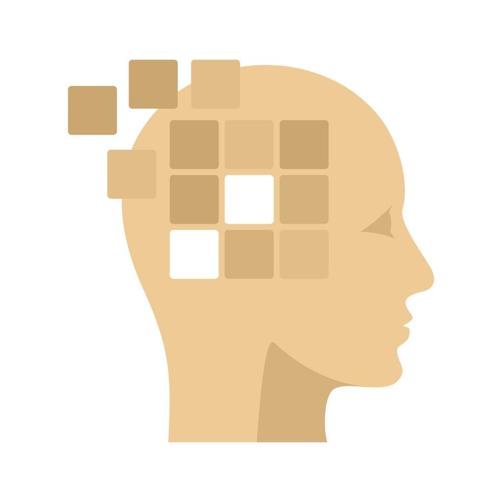 olvidar el icono de alzheimer de memoria, estilo plano vector