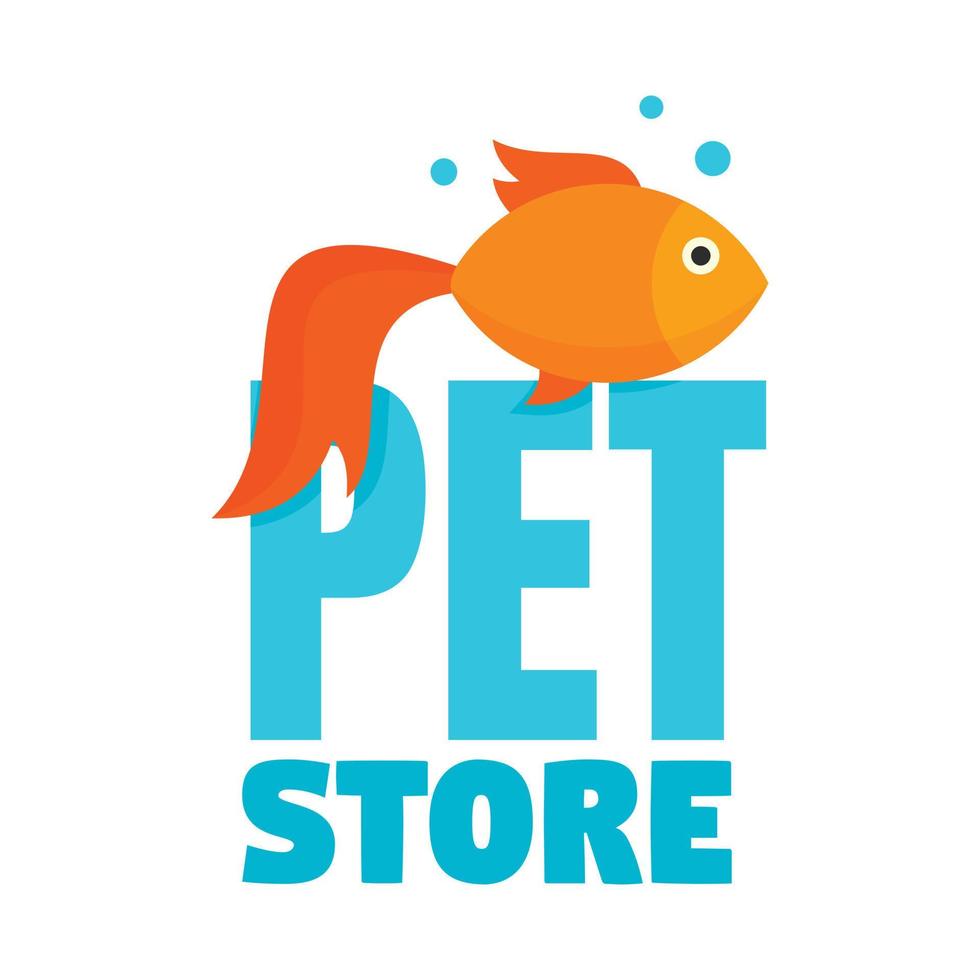 Fish pet store logo, flat style vector