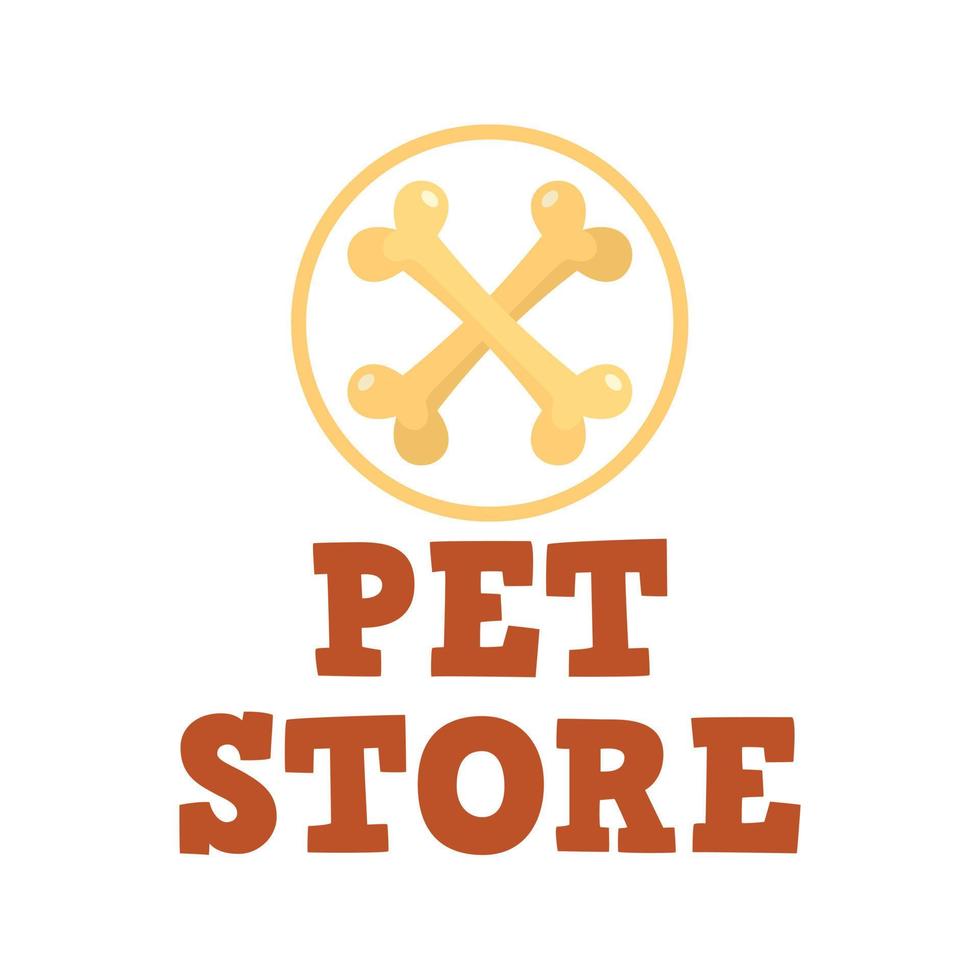 logotipo de hueso de tienda de mascotas, estilo plano vector