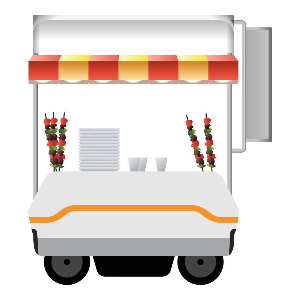 Food kiosk icon, cartoon style vector