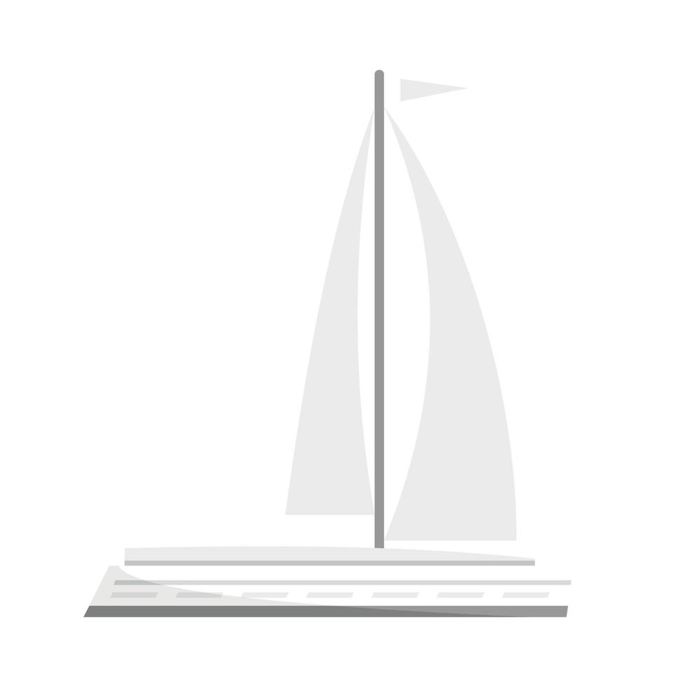 White yacht icon, flat style vector