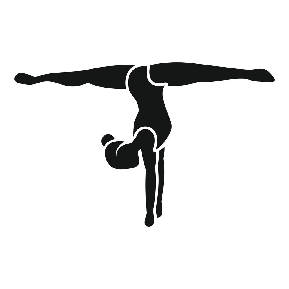 Girl stay hands gymnastics icon, simple style vector