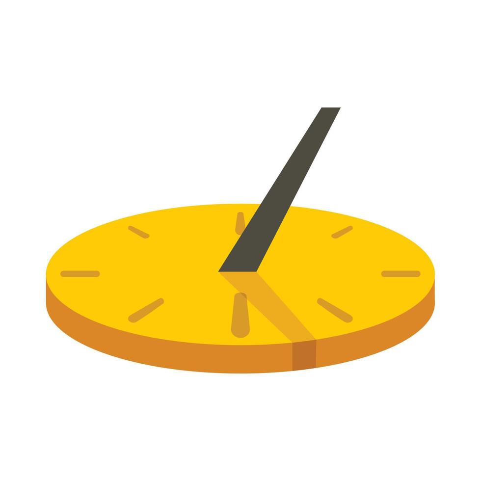 antiguo icono de reloj de sol, estilo plano vector