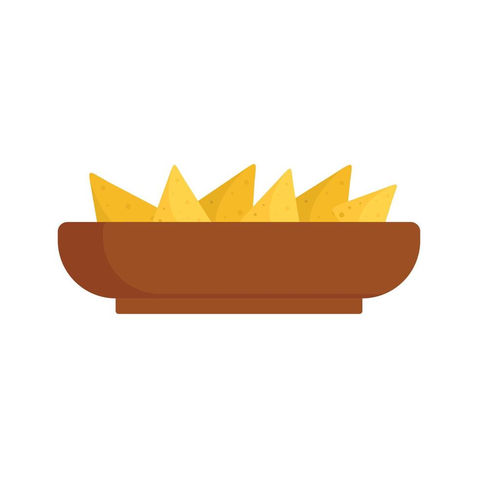 icono de plato de nachos, tipo plano vector