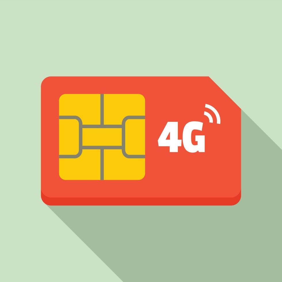 4g sim card icon, flat style vector