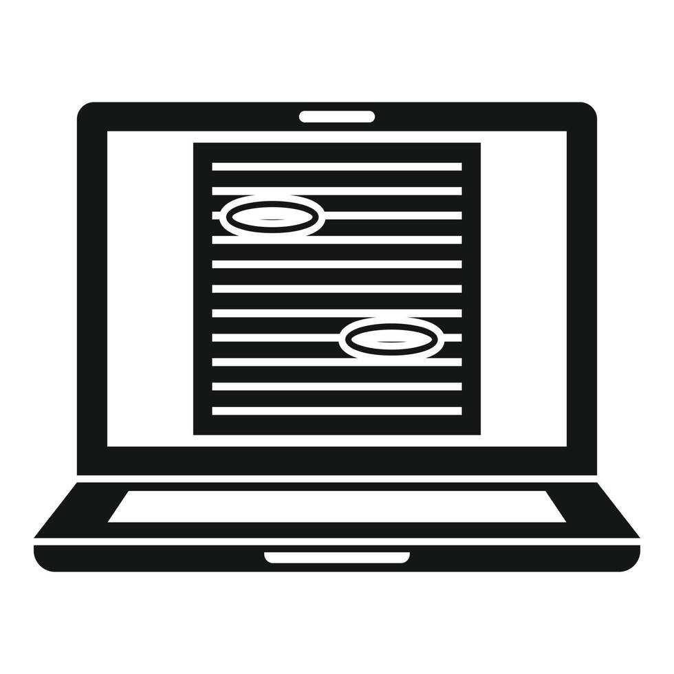 Review laptop editor icon, simple style vector