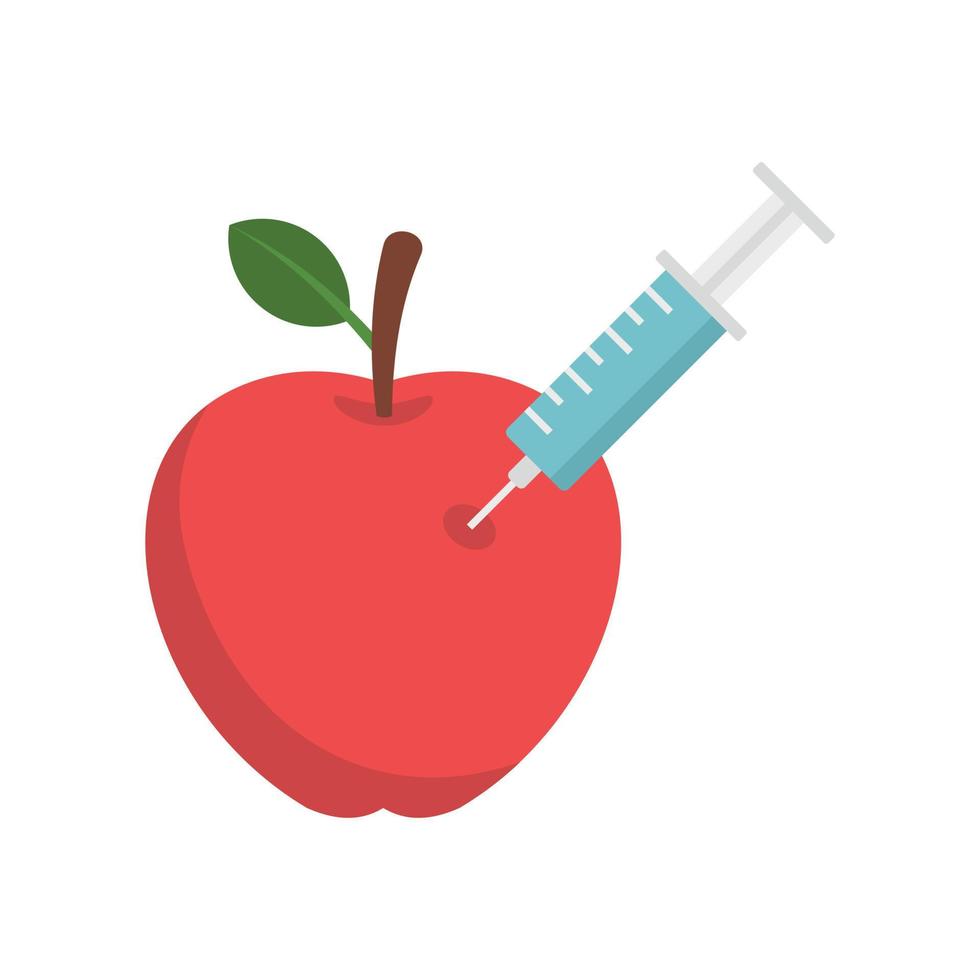 Dna modify red apple icon, flat style vector