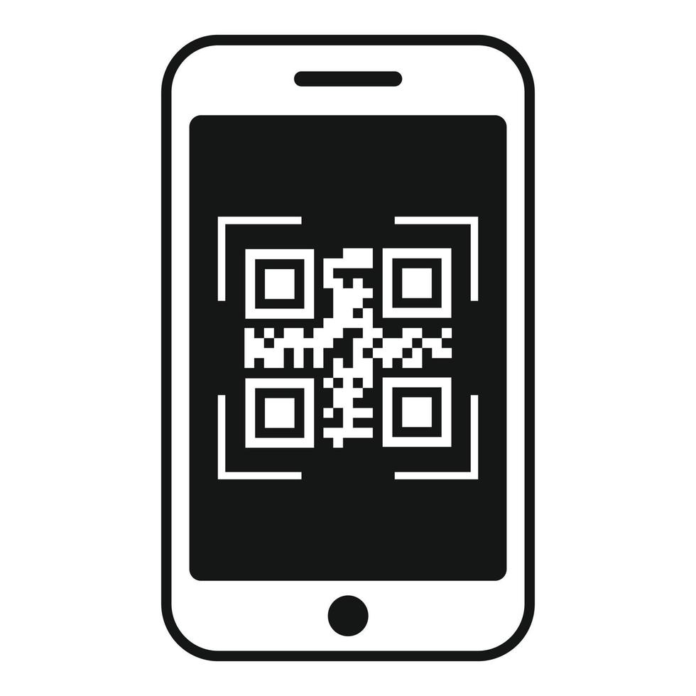 Smartphone qr code icon, simple style vector