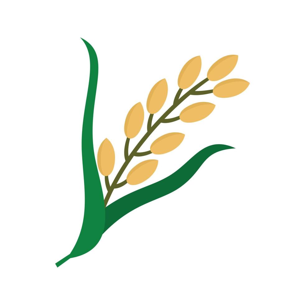 Rice plant icon, flat style vector